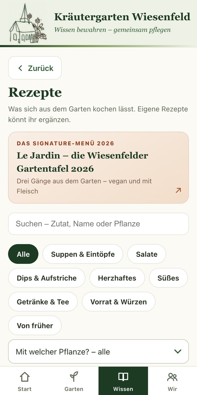 Rezeptliste der App